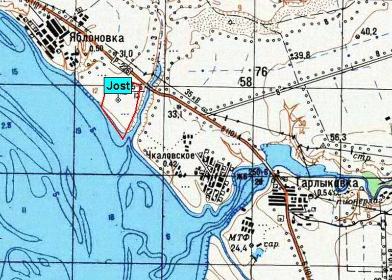Map showing the former location of Jost. Source: Vladimir Kakorin.