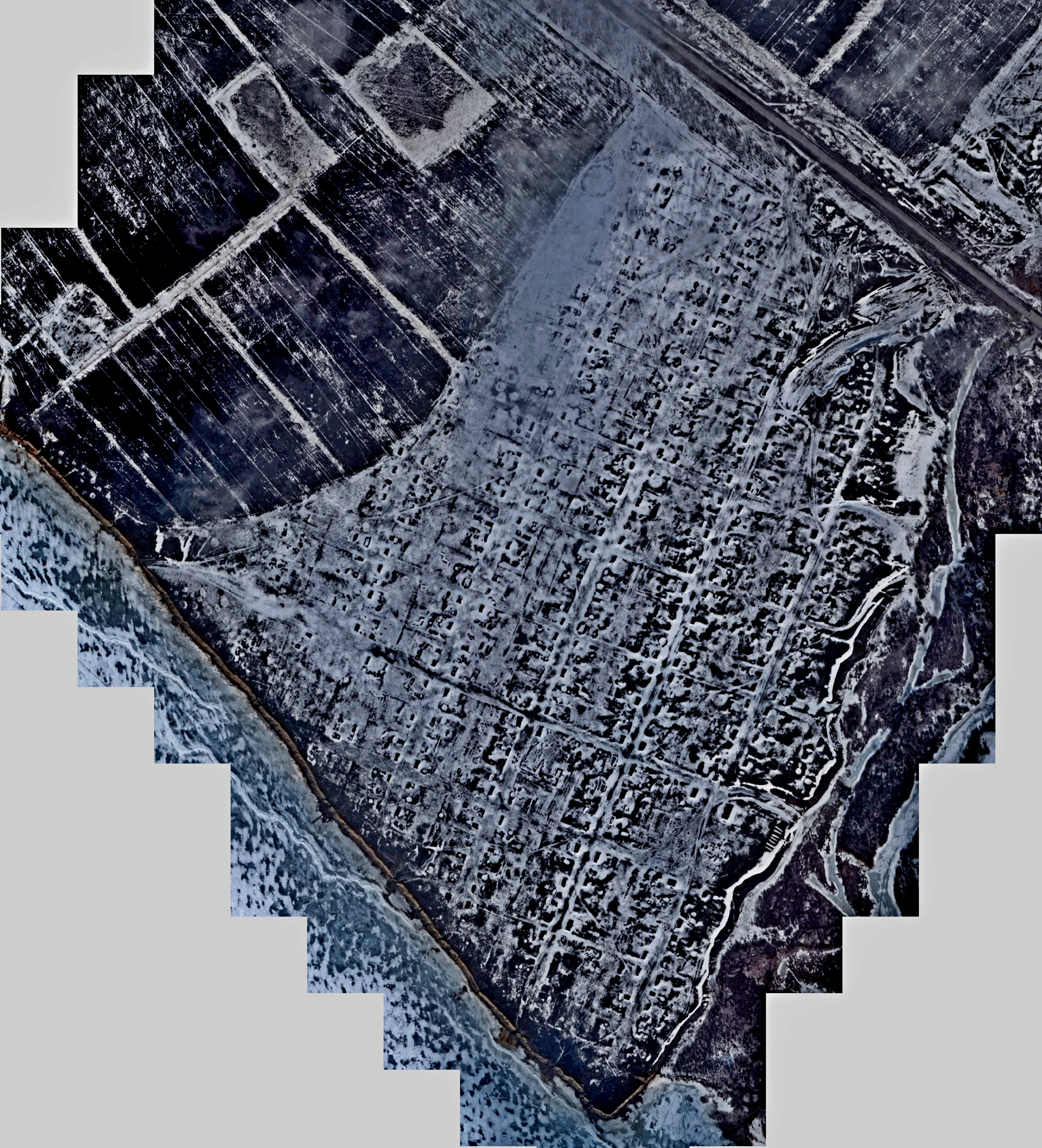 Winter satellite image showing the former colony of Jost. Source: Vladimir Kakorin.