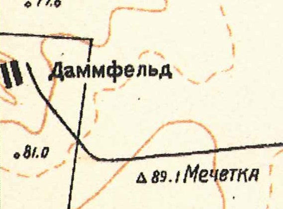 Map showing Dammfeld (1935).