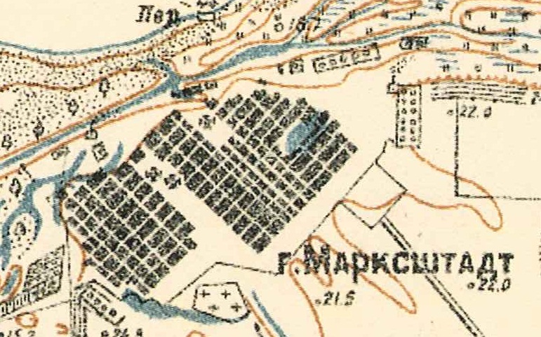 Map showing Katharinenstadt known as Marxstadt at this time (1935).