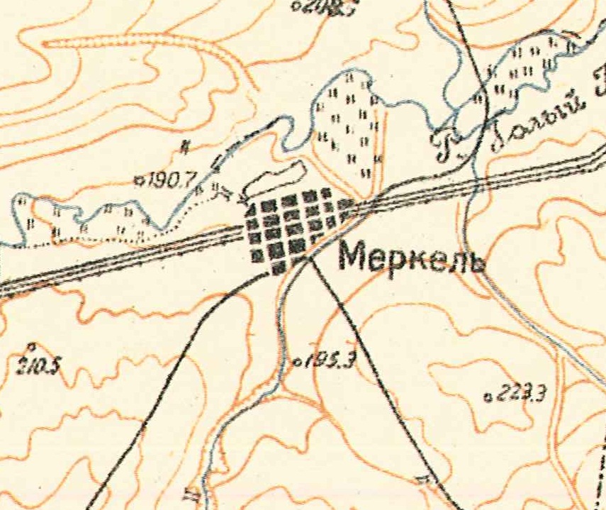 Map showing Merkel (1935).
