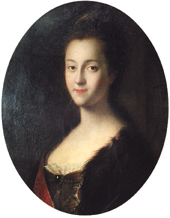 Young Catherine soon after her arrival in Russia, by Louis Caravaque