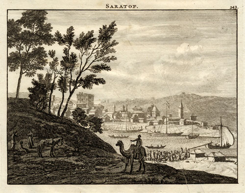 Drawing of Saratov in 1711 - approximately 50 years before the arrival of the Volga German immigrants. Source: Steve Schreiber.