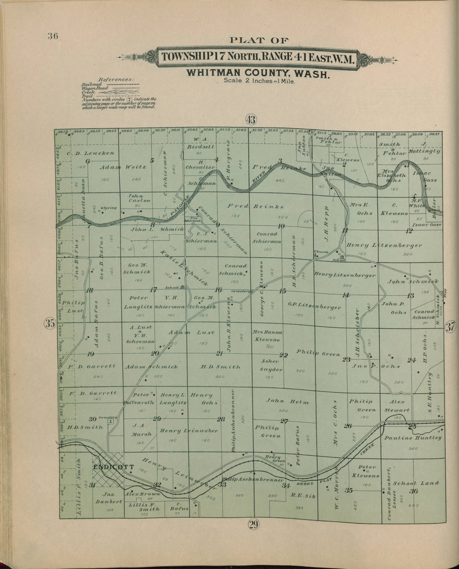 1910 Map of Whitman Co., Wash., Source: Washington State University Digital Archives.