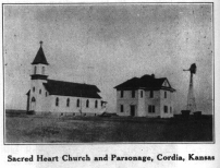 Sacred Heart Catholic Church and Rectory, Cordia, Kansas. Photo courtesy of The Golden Jubilee of German-Russian Settlements of Ellis and Rush Counties, Kansas.