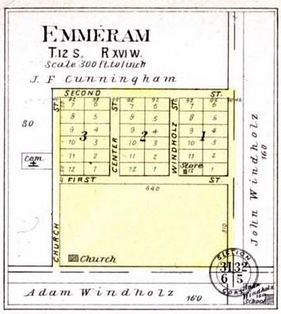 Emmeram, Kansas (1905). Source: Standard Atlas of Ellis County Kansas (Kansas Historical Society)
