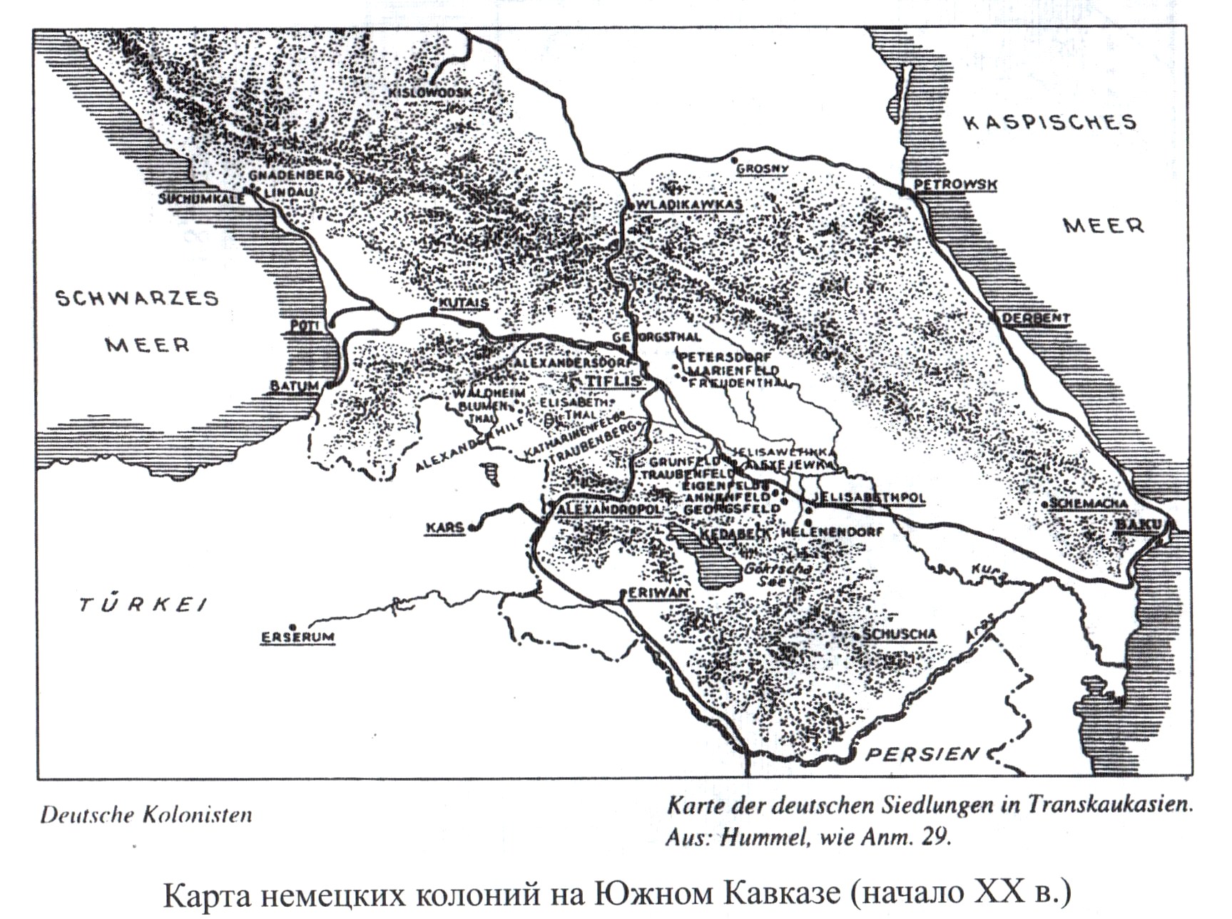 Map of the German Colonies in the South Causasus Source: Hummel.