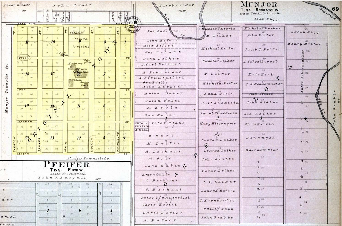 Munjor, Kansas (1905). Source: Standard Atlas of Ellis County Kansas (Kansas Historical Society).