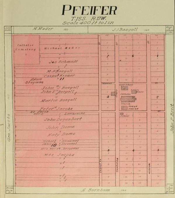 Pfeifer, Kansas (1922). Source: Standard Atlas of Ellis County Kansas (Kansas Historical Society).