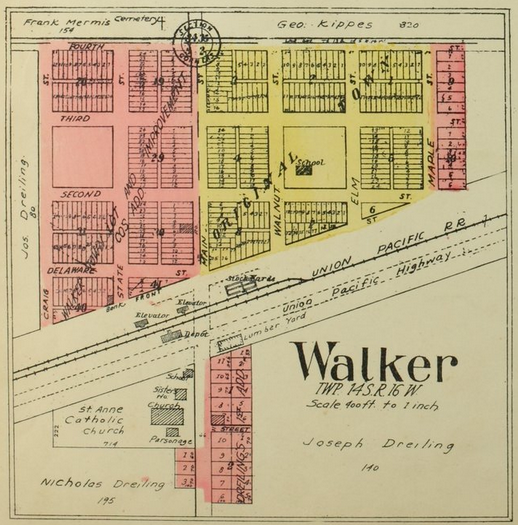 Walker, Kansas (1922). Source: Standard Atlas of Ellis County Kansas (Kansas Historical Society).