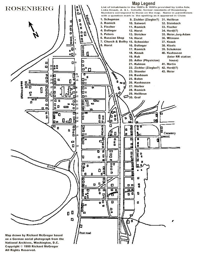 Map of Rosenberg. Compiled by Richard McGregor (1999).