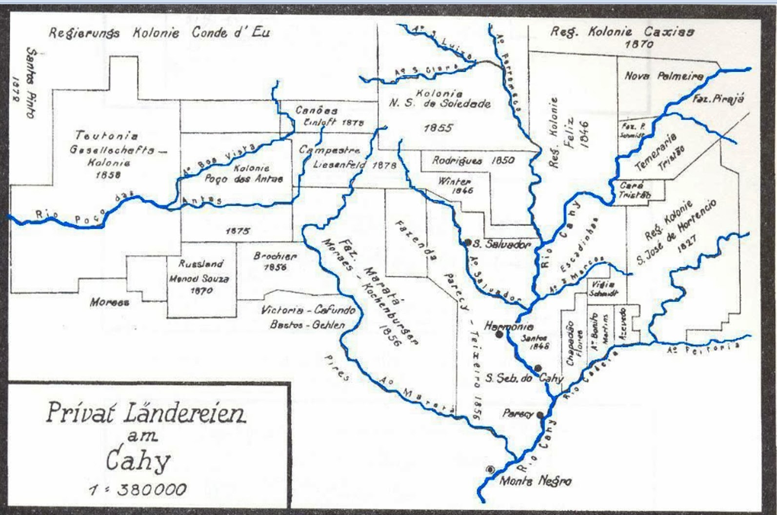 Colonies founded in Río Grande do Sul in Brazil. Russland is toward the left of those on this map. Source: João Vincente Akwa.