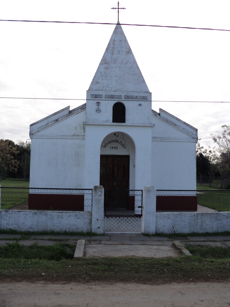 San Pablo Congregational Church after the bell tower was added in 1989. Irazusta, Argentina Source: Robert and Alicia Korell.