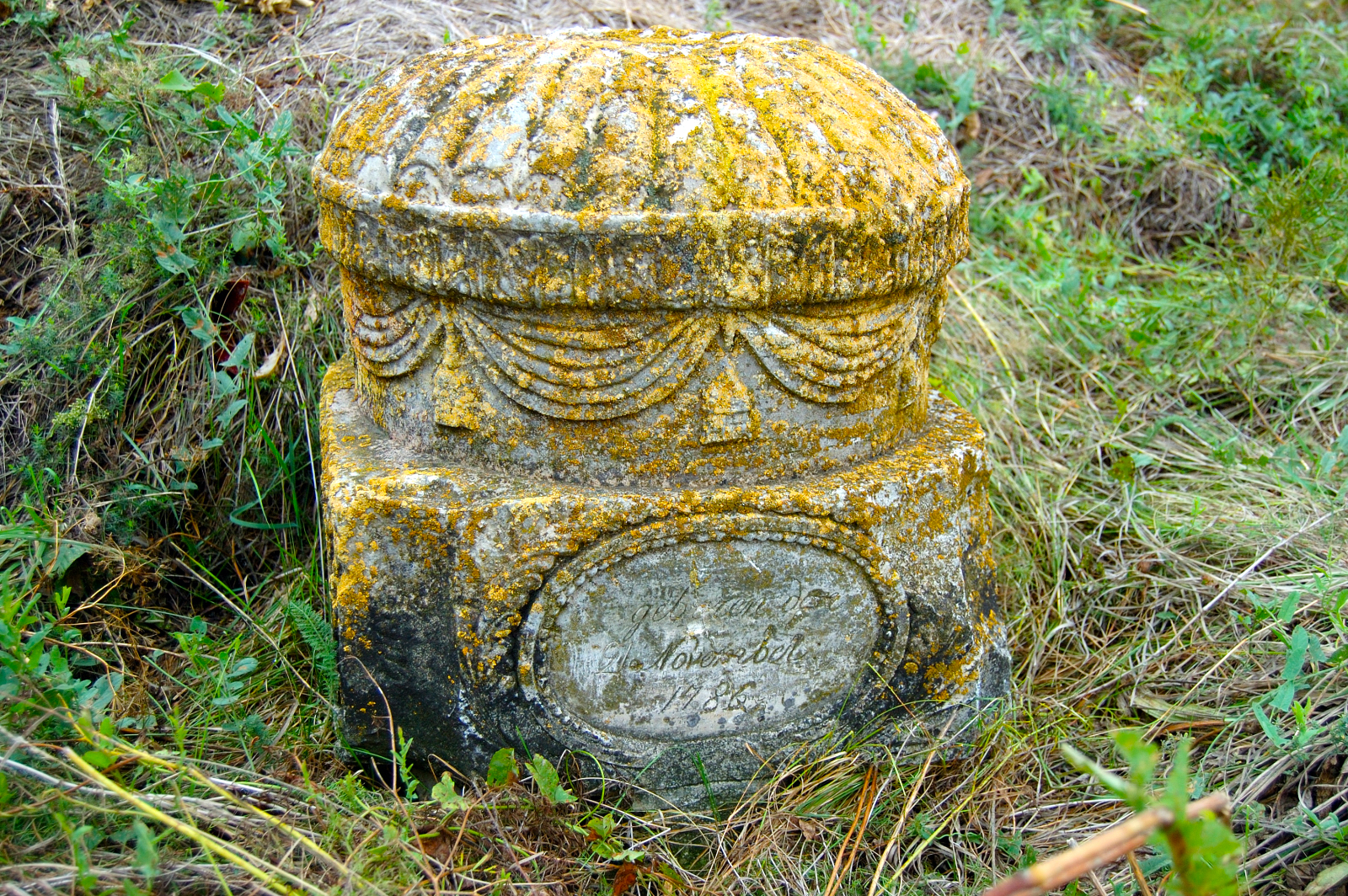 Headstone remaining in the Grimm cemetery. Courtesy of Steve Schreiber (2006).