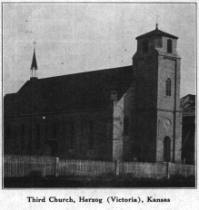 Third Catholic Church in Herzog Victoria, Kansas Source: The Golden Jubilee of German-Russian Settlements of Ellis and Rush Counties, Kansas.