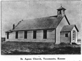St. Agnes Catholic Church Yocemento, Kansas Photo courtesy of The Golden Jubilee of German-Russian Settlements of Ellis and Rush Counties, Kansas.