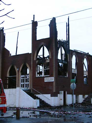 Former building at NE Rodney & Ivy following fire 6 February 2007