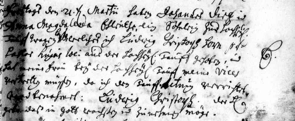 Baptism record of Ludwig Christoph Dietz