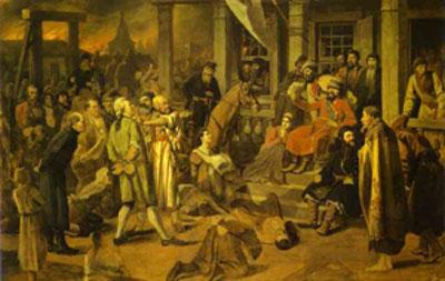 Pugachov Administering Justice to the Population. Painting by Vasily Perov.  