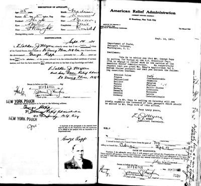 Passport application of George Repp.  Source: Steve Schreiber.