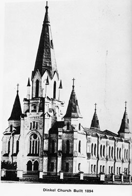 Dinkel Lutheran Church built in 1894. Source: Heimatbuch.