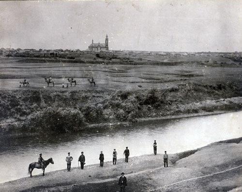 Herzog, Russia Karaman River in the foreground. Notice the camels on the far bank.