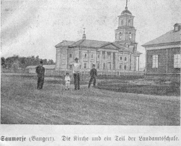 Bangert Lutheran Church (1911). School revealed to the right. Source: Volksfreund Kalender, 1911.