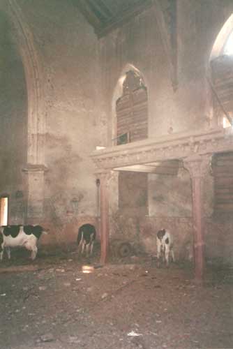 Gnadentau Church being used as a barn (1993). Photo courtesy of Bill Wiest.