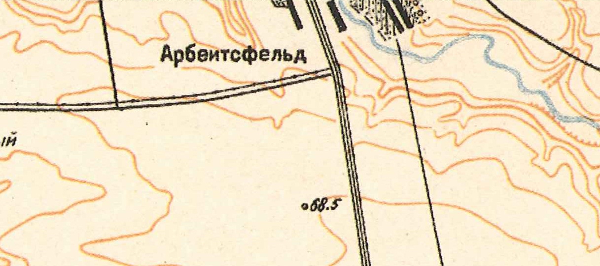 Map showing Arbeitsfeld (1935).