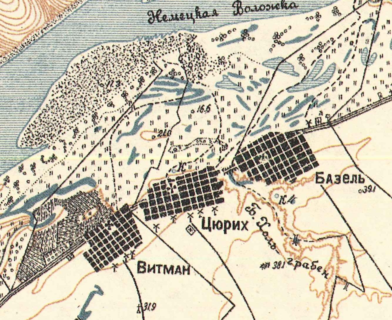 Map showing Basel (1935) on the right.