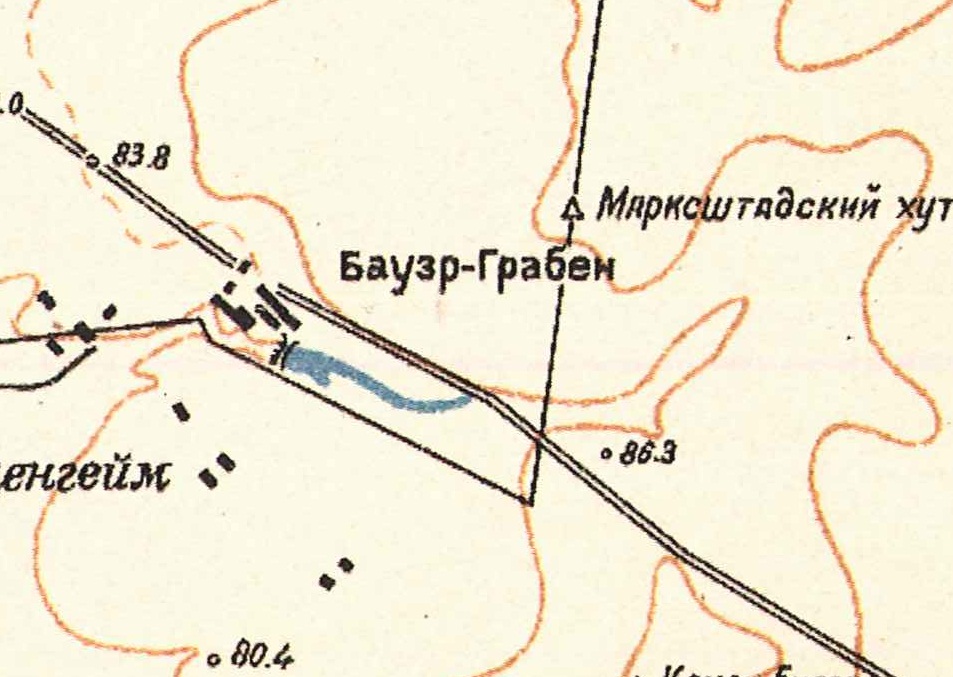 Map showing Bauergraben (1935).