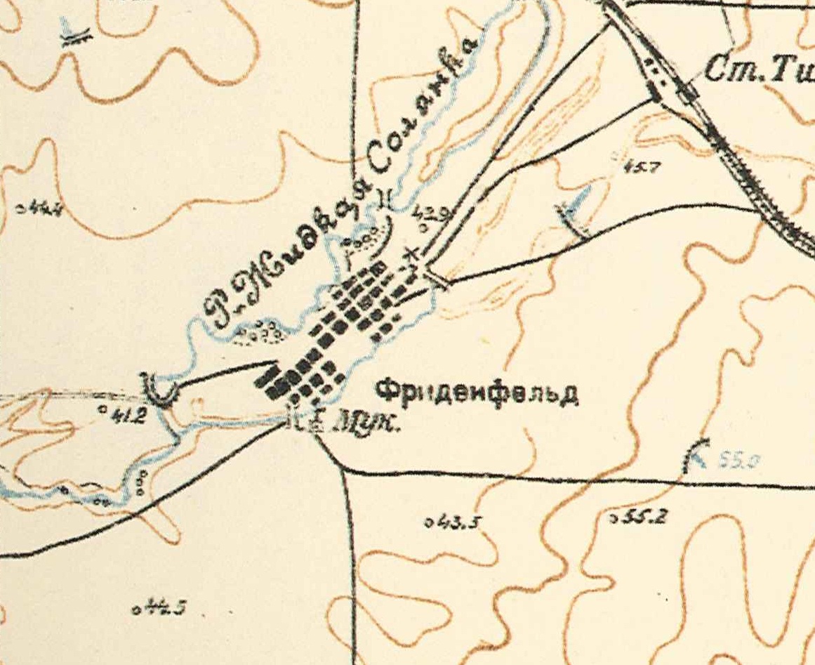 Map showing Friedenfeld (1935).