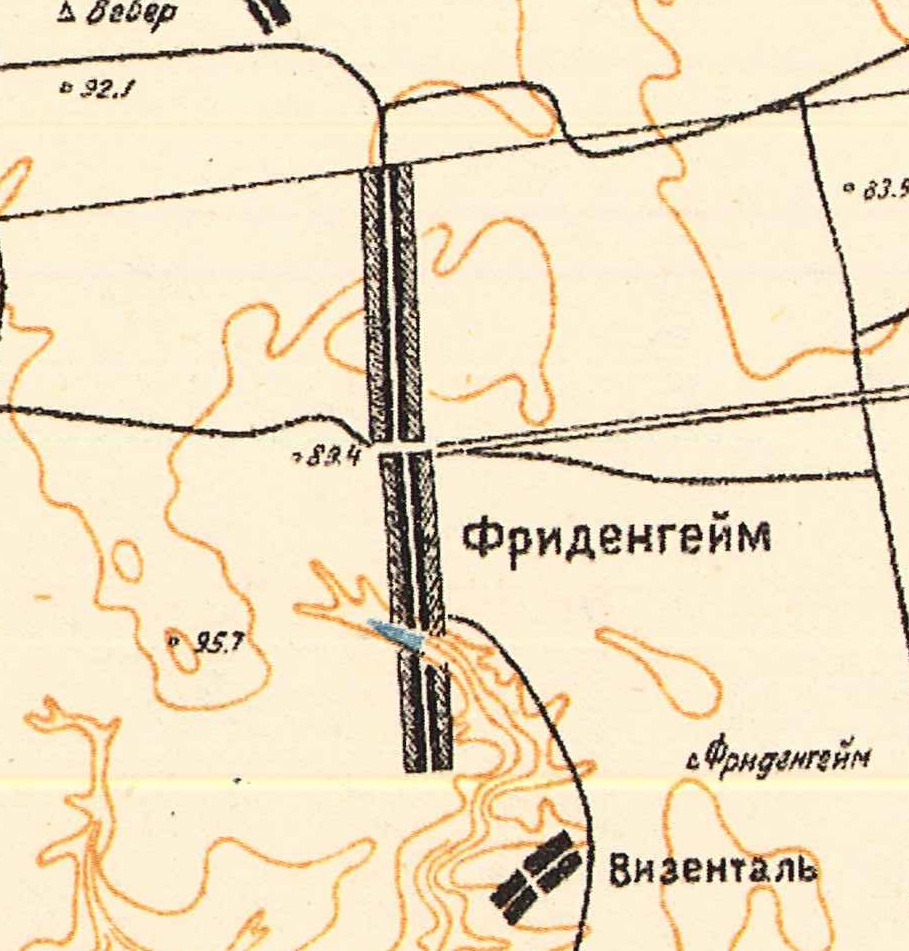 Map showing Friedenheim (1935).