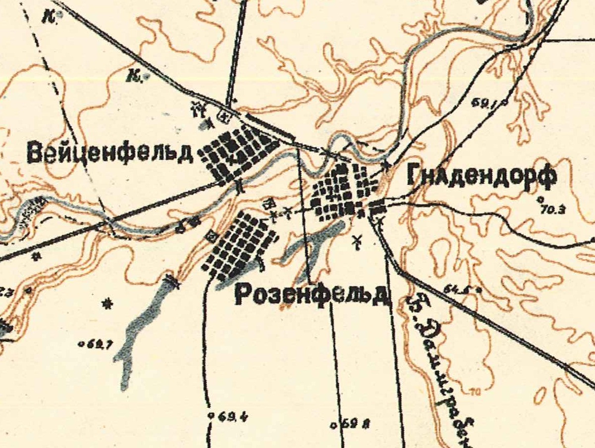 Map showing Gnadendorf on the right (1935).