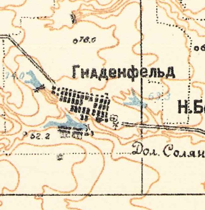 Map showing Gnadenfeld (1935).