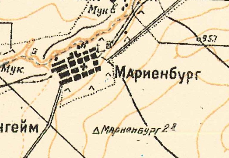 Map showing Marienburg (1935).