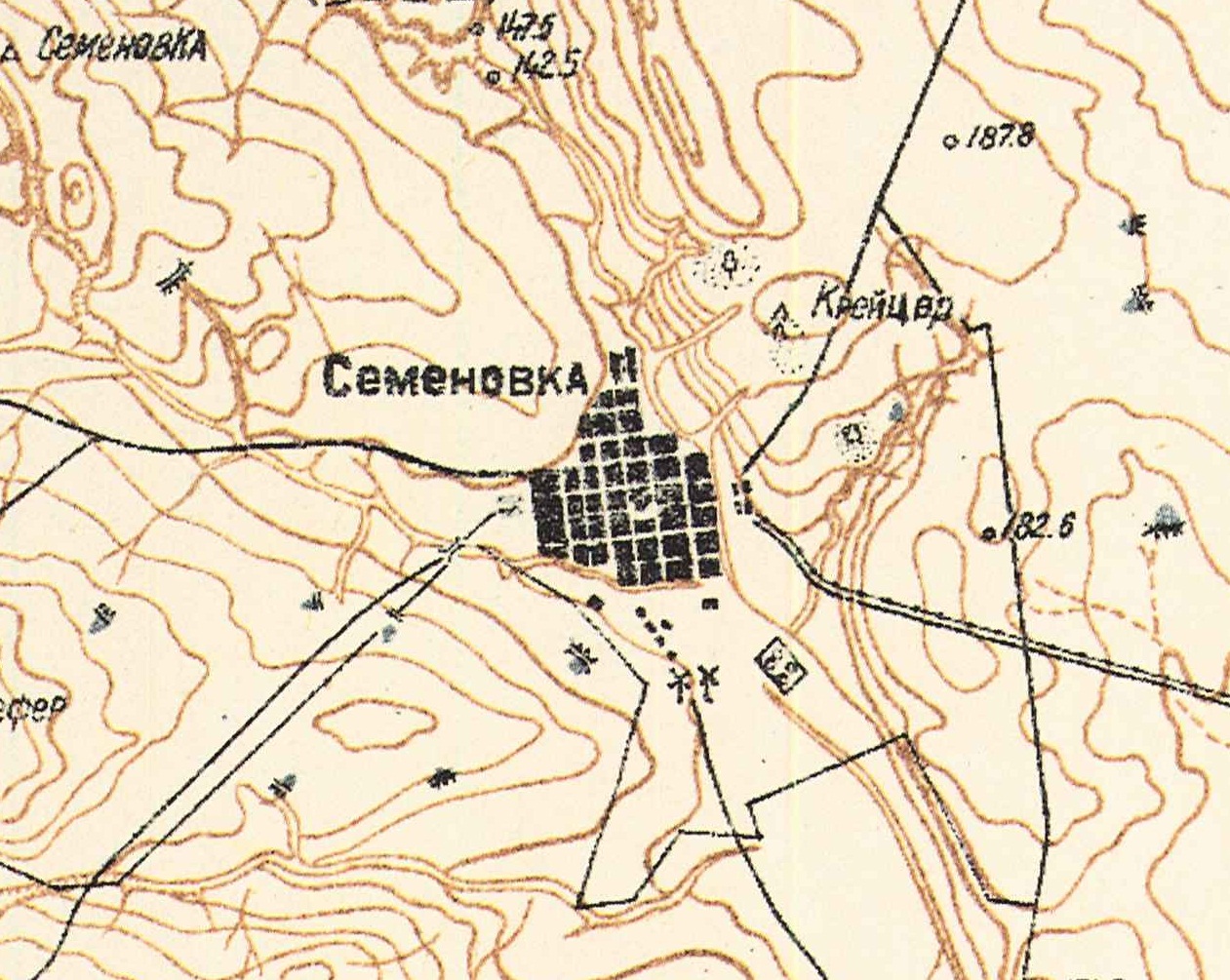 Map showing Semenovka (1935).
