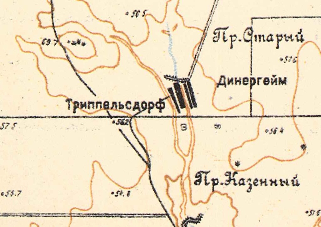 Map showing Trippelsdorf on the left (1935).
