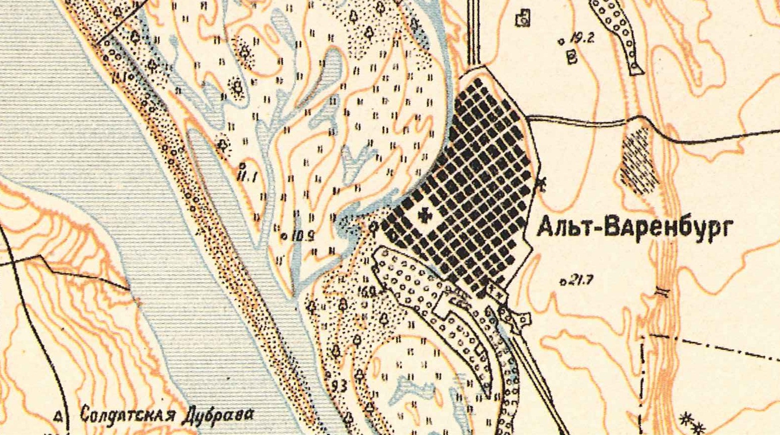 Map showing Warenburg (1935).