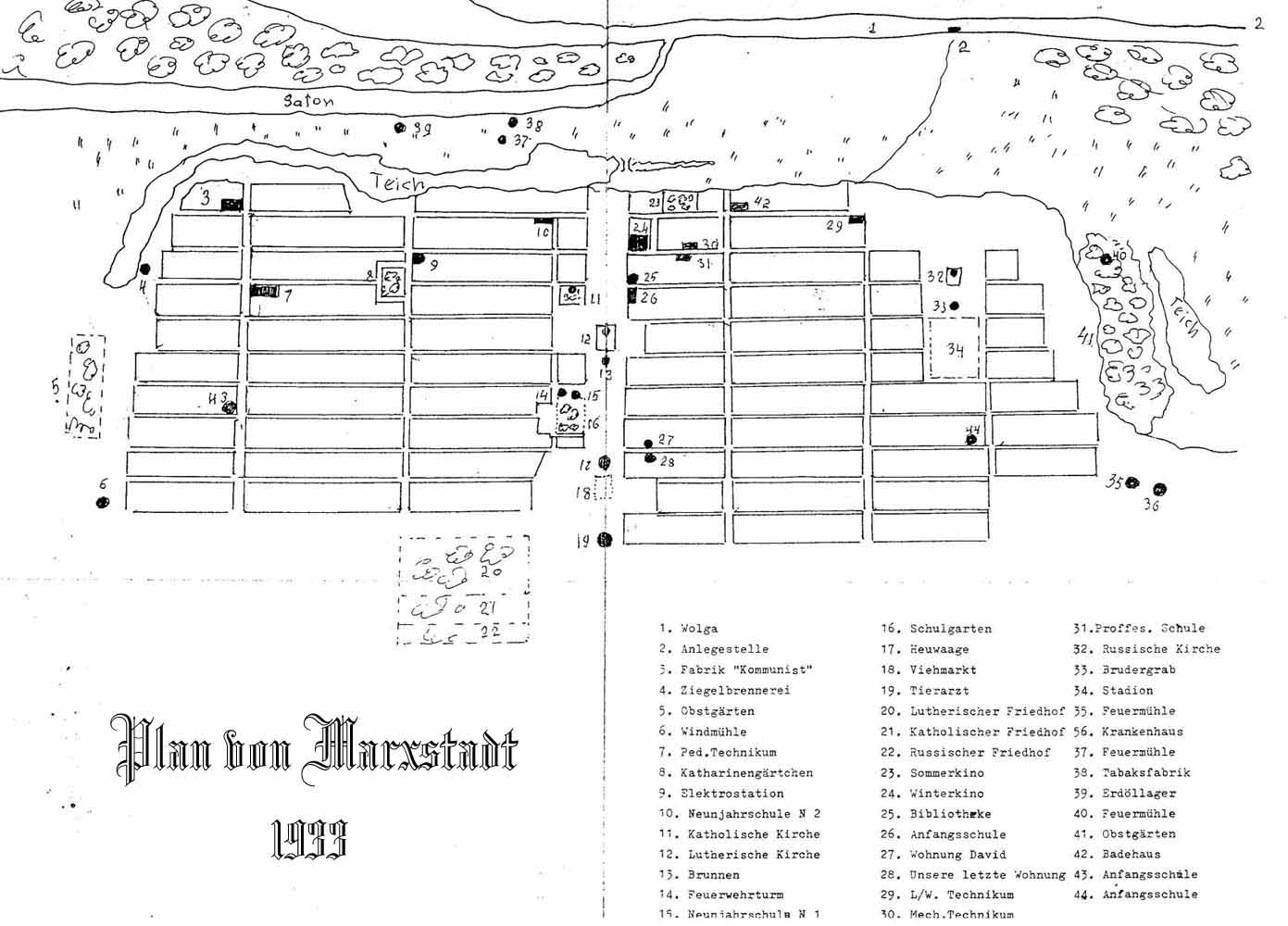 Map of Katharinenstadt (1933) [called Marxstadt at the time] Source: Wolgadeutsche.net