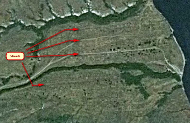 The streets of the former colony of Müller are still visible by satellite. Source: Vladimir Kakorin.