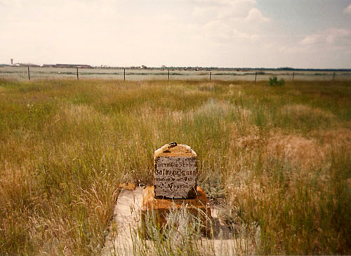 Grave Marker in Wiesenmüller Cemetery "hier ruft in Frieden Jakob Heffmann, geborne Dezember 1874, gestorben den... [1916?]" Courtesy of Sue Kottwitz (1993).