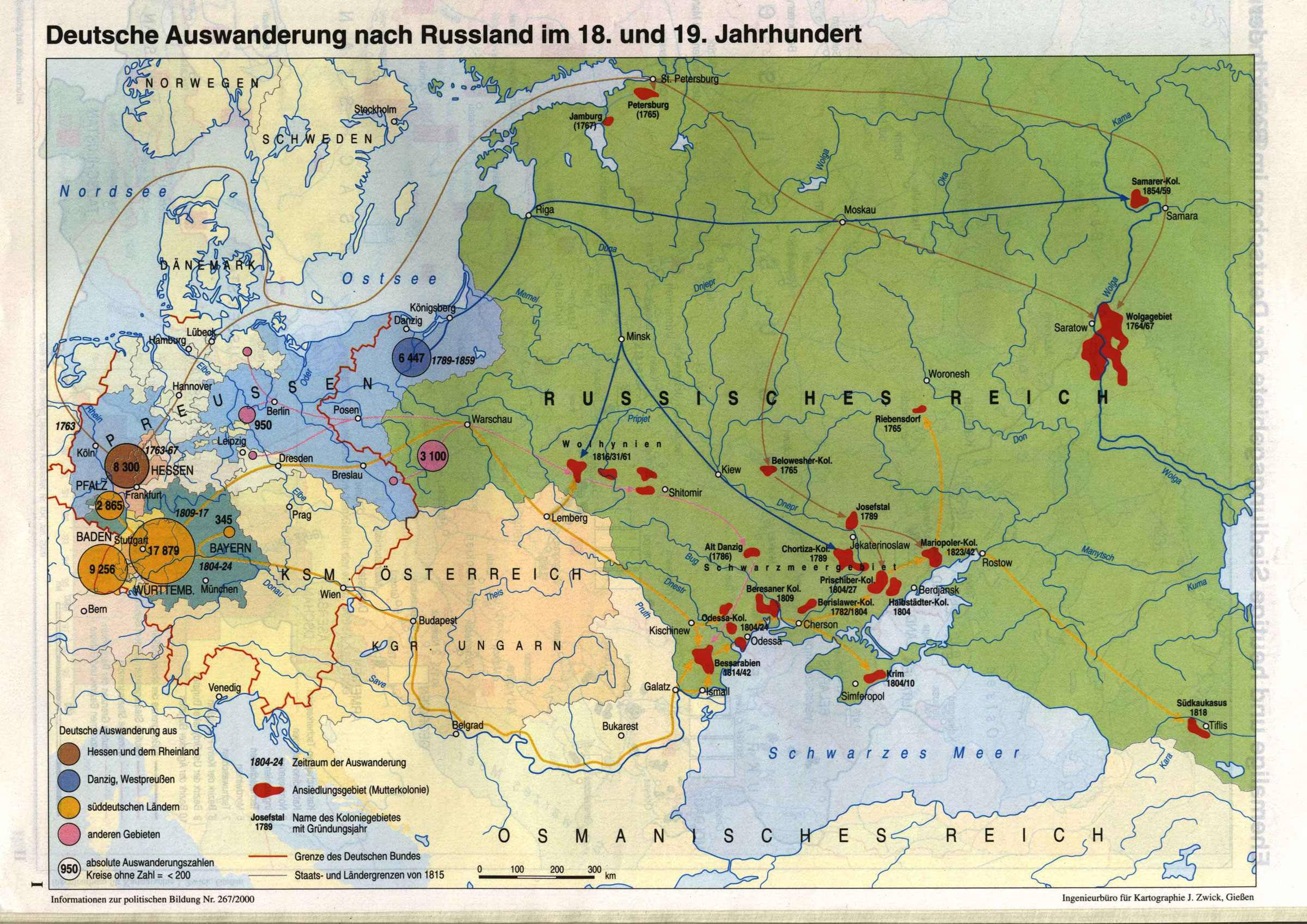 German migration to Russia in the 18th and 19th Century.