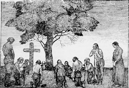 Drawing of a Volga German funeral. Source: unknown. 